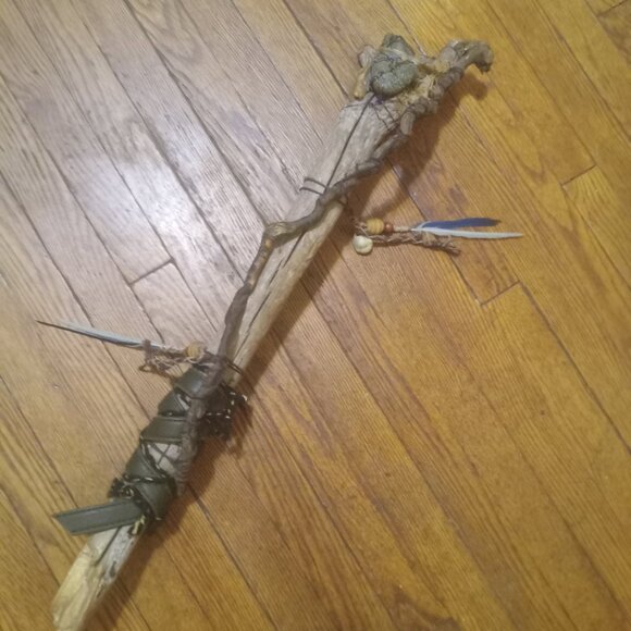 One of a Kind Wand-Handmade with authentic ancient artifact chovihani Stick - Picture 9 of 16